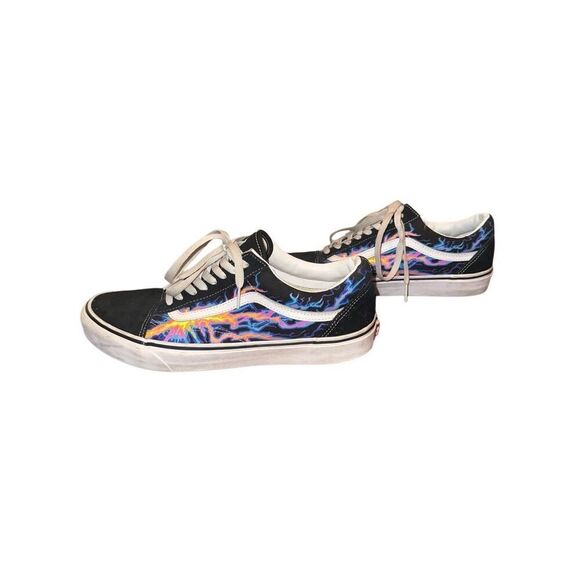 Vans Unisex Old Skool Electric Flame Black/True White-Awesome Glow in the Dark - Picture 1 of 7